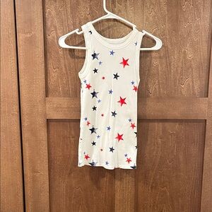 Girls' White Star-Print Ribbed Tank Top - Red & Navy Stars